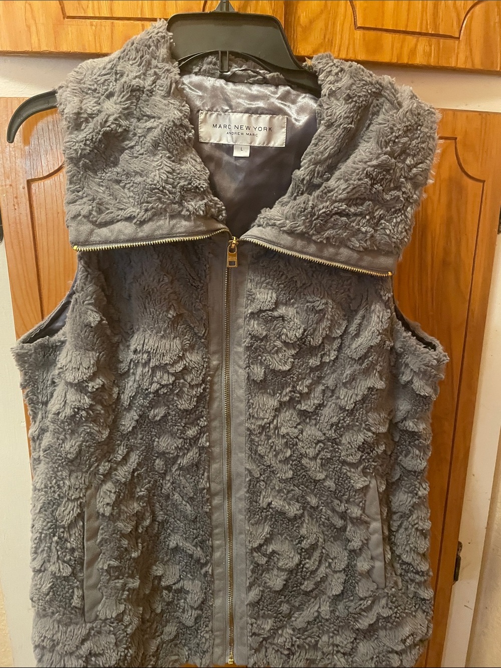 Marc New York Charcoal Faux Fur Zip Vest